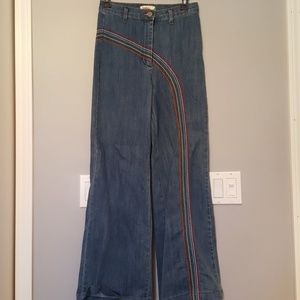 Wide leg rainbow jeans